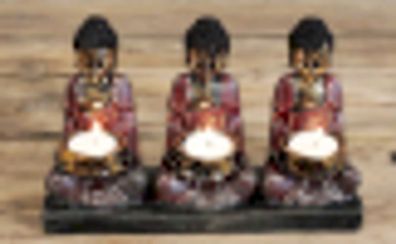 Antikk Buddha Trippel Telysholder