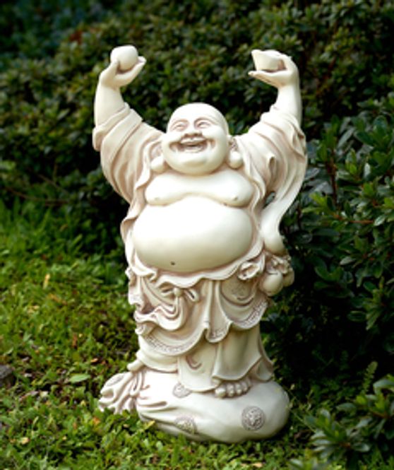 Hovedbilde Happy Buddha 39cm lysgrå ...