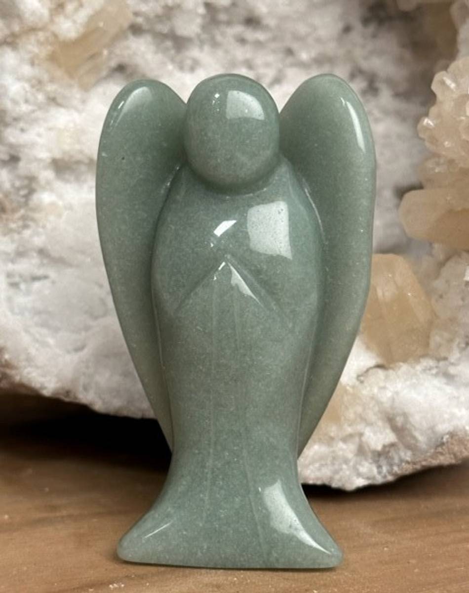 Engel i Aventurin Grønn stående 7,5cm