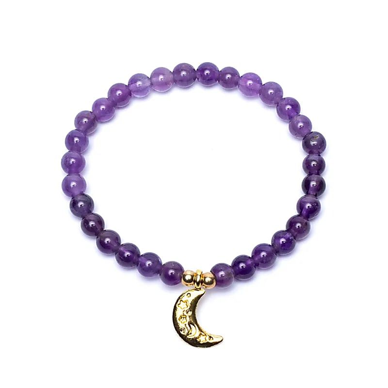 Armbånd 6mm Ametyst Måne Sjarmer