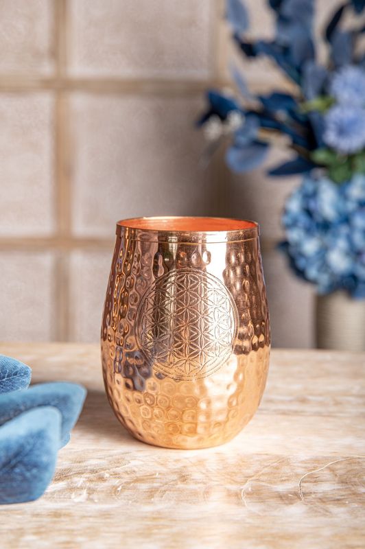 Kobber Kopp 450ml Flower of Life
