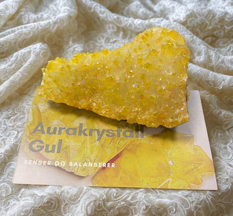 Aurakrystall Gruppe Gul 83gram - Kun 1 eksemplar