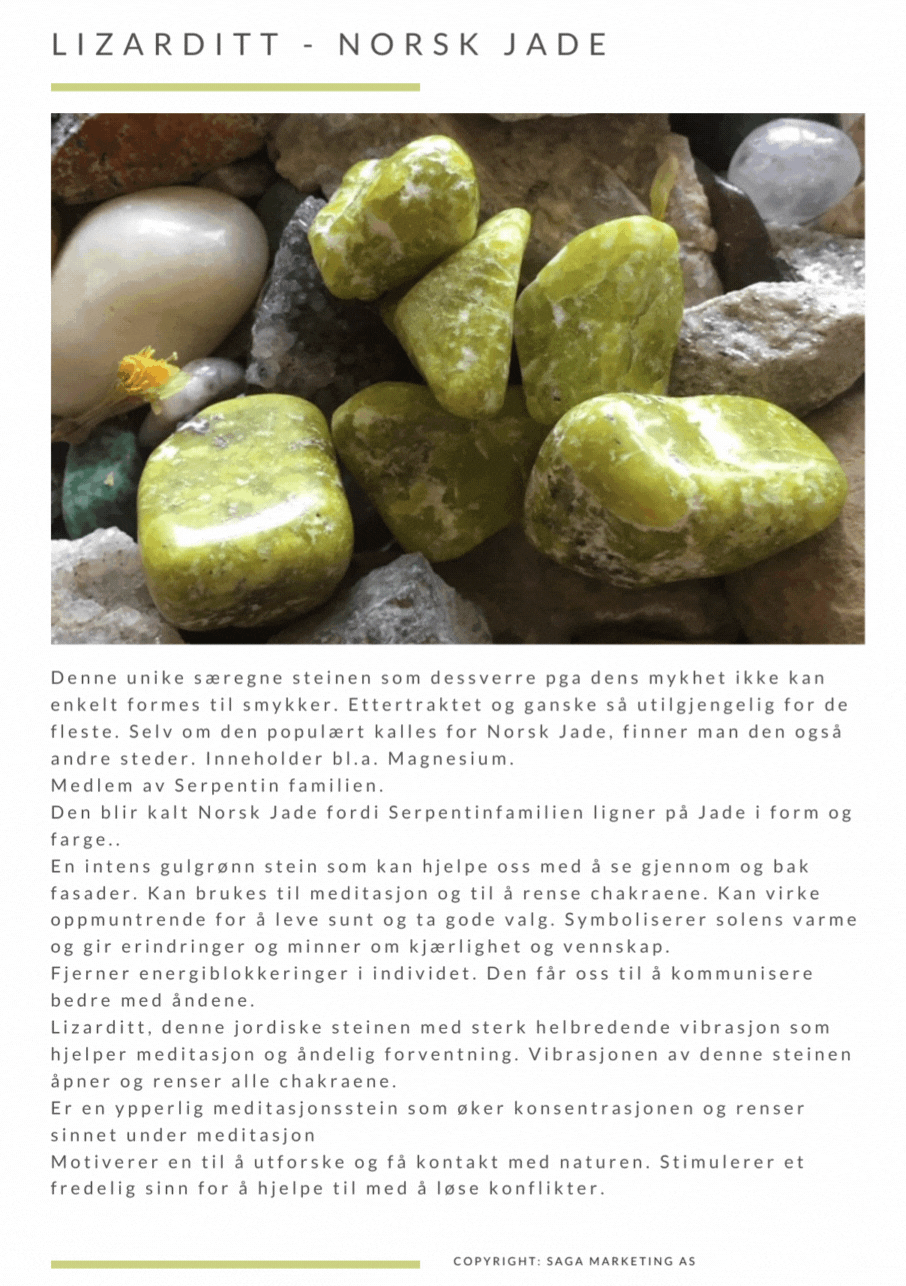 Lizarditt Norsk Jade Jumbo 127gram - Kun 1 eksemplar
